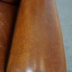 Grote, Stoere En Comfortabele Vintage Cognac-kleurige Schapenleren Fauteuil/armchair thumbnail 9
