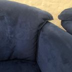 2 Vintage Durlet Fauteuils In Blauw Fluweel (1990s) thumbnail 8