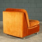 Midcentury Modulaire Zithoek/zitgroep – Velours Oranje – Jaren 70 thumbnail 9