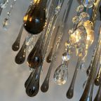 Xxl Grote Murano Kroonluchter Hanglamp Taupe Chrome Frame thumbnail 11