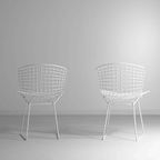 Vintage Mid-Century Set Van 7 Witte Harry Bertoia Eetkamerstoelen thumbnail 12