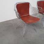 2 Design Wire Chairs Chroom Met Cognac Seat Pads thumbnail 15