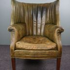 Onvoorstelbaar Mooi Gepatineerde Antieke Wingback Bibliotheekstoel, Oorfauteuil thumbnail 4