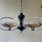 Lamp Hanglamp Art Deco 1930 3 Arms Glazen Kelken Frans thumbnail 6