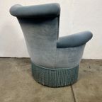 Vintage Cocktailstoel, Frankrijk 1960's, Blauw Velours thumbnail 11