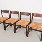 Mid-century Wengé Eetkamerstoelen Met Rotan Zitting - Set Van 4 thumbnail 10
