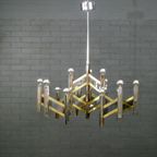 Vintage Chevron Chandelier By Gaetano Sciolari, Italy 1970S thumbnail 3