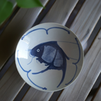 Blauwe Koi Karper, Schaal Porselein Ø 23 Cm, Begin 20E Eeuw thumbnail 9