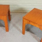 Set Van 2 Vintage Design Houten Bijzettafels Nachtkastjes thumbnail 4