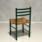 Jaren 70 Eettafelstoelen 4x Vintage Groen Riet Prijs P/stuk thumbnail 7