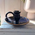 Vintage Houten Kandelaar En Opberg Bakje, Houtsnijwerk thumbnail 5
