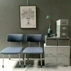 Vintage Stoel, Fauteuil, Stalen Frame En Wollen Stoffering thumbnail 8