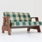 Vintage Sofa Checkered Fabric And Wood , Italy thumbnail 5
