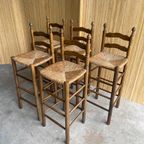Vintage Farmhouse Stijl Rieten Barkrukken 1960 5 Stuks thumbnail 6