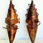 Set Antiek West Afrika Etnische Altaar Maskers thumbnail 12
