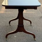 Mid-Century Feder Style Mahogany Drop Leaf Trestle Table thumbnail 7