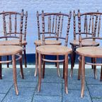 Set Van 6 Originele Thonet Stoelen Met Gave Webbing Zittingen Prijs/Hele Set thumbnail 4