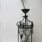 Grote Antieke Franse Bronzen Hallantaarn Hanglamp thumbnail 5