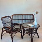 Vintage Rotan Bankje Fauteuil Set Jaren 70 thumbnail 2