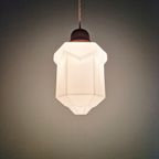 Skyscraper Art Deco Hanglamp In Witte Opaline, 1920-30 thumbnail 5