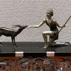 Beeldje "Meisje Met Een Geit". Art Deco. thumbnail 7