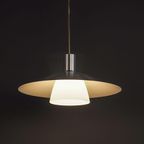 Belid Deense Hanglamp Zilver Met Melkglas, 1980S thumbnail 7