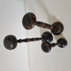 Set Van 3 Antieke Hoedenstandaard Pruiken Standaard thumbnail 8