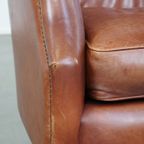 In Goede Staat Verkerende, Tijdloze En Correcte Comfortabele Rundleren Fauteuil/armchair thumbnail 9