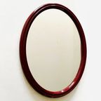 Vintage Retro Spiegel Ovaal Bordeaux Rood Kunststof thumbnail 3