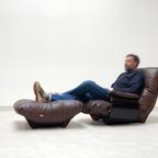 Ligne Roset Marsala - Fauteuil En Ottman - Bruin Leder thumbnail 7