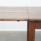 Unieke Antieke Eikenhouten Eettafel Uit Begin 1900 Met Aan Één Kant Een Uitklapbaar Blad thumbnail 5