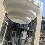 Vintage Art Deco Pendant Lamp – Opal Glass, Geometric Pattern thumbnail 7