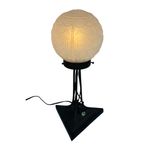 Art Deco - Table Lamp - Satin Glass Dome Resting On Wrought Iron Base - France - Ca. 1930’s thumbnail 3