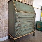 Groen En Goud Secretaire/ Vintage Look Kast thumbnail 5