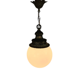 Vintage - Hollywood Regency Stijl - Hanglamp - Bollamp - Verguld - Art Deco - Opaalglas - 1970'S thumbnail 15