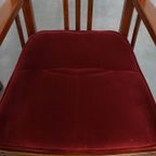 Set Van 4 Art Nouveau/ Jugendstil Design Schuitema Eetkamerstoelen Met Rode Stoffen Bekleding thumbnail 10
