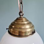 Art Deco Hanglamp In Wit Opaline Glas, 1920-30S thumbnail 7