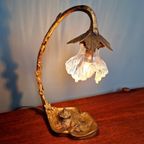 Art Nouveau-lamp In Verguld Brons, Eind 19e Eeuw. thumbnail 8