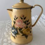 Vintage Haïti Grote Sier Theepot Met Beide Kanten Rozen Dessin thumbnail 6