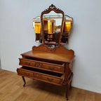 Brocante Vintage Kaptafel Make-up Tafel Met Drieluikspiegel thumbnail 5