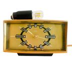 Vintage Mid-century Metamec Wekker Oranje Goud Met Lampje thumbnail 5