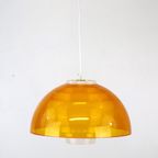 Zeer Zeldzame Ufo Designlamp In Geel Oranje Acrylplastic Met Witte Binnenkant - 1970 - Space Age thumbnail 7