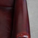 Set Van 2 Mooie En Comfortabele Bordeauxrode Rundleren Oorfauteuils In Engelse Stijl thumbnail 9