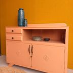 Vintage Brocante Dressoir, Kast Met Vitrine Gedeelte, Kastje thumbnail 6