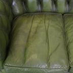 Comfortabele, Groene, Rundlederen Ruime 3 Zits Engelse Chesterfield Bank thumbnail 6