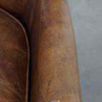 Subtiele Rundleren Fauteuil Met Een Omkeerbaar Kelim Zitkussen thumbnail 9