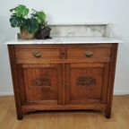 Vintage Antiek Dressoir Commode Ladekast Badkamerkastje Met Marmer Blad 101 thumbnail 2