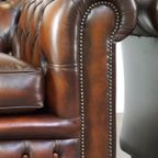 Mooie Set Van 2 Engelse Bruine Rundleren Chesterfield Fauteuils thumbnail 11