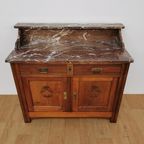 Vintage Frans Dressoir Commode, Ladekast Badkamermeubel Met Marmer Blad 510 thumbnail 5