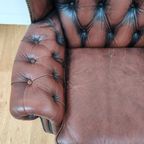 Vintage Chesterfield Stijl Fauteuil, Oorfauteuil 209 thumbnail 10